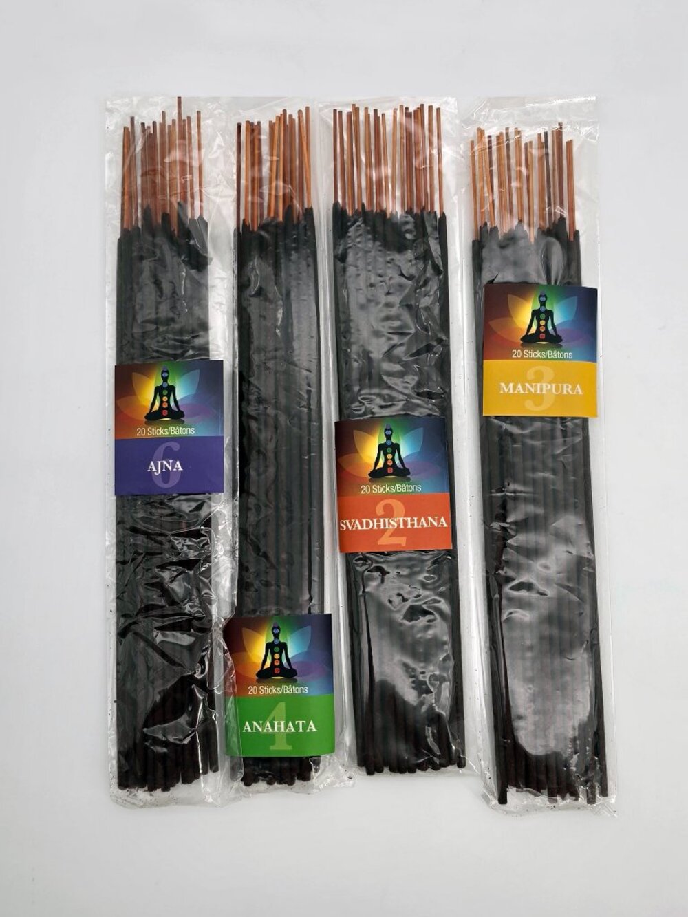 Natural Scents Chakra Incense Sticks 4 Pack Set 80 Sticks
